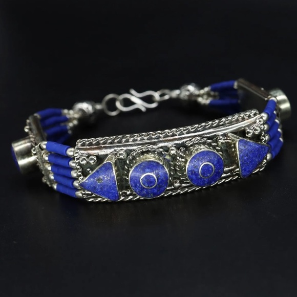 Tibetan silver gemstone ethnic bracelets - Picture 3 of 15